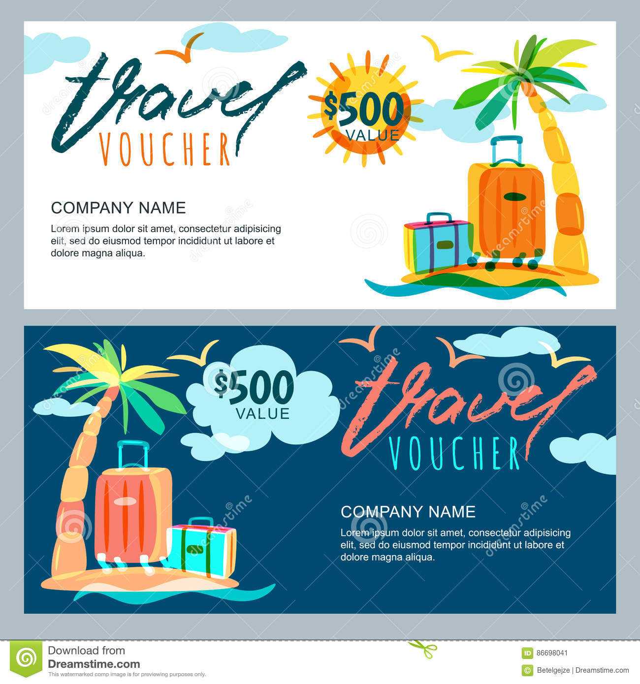 Vector Gift Travel Voucher Template. Tropical Island With Regard To Free Travel Gift Certificate Template