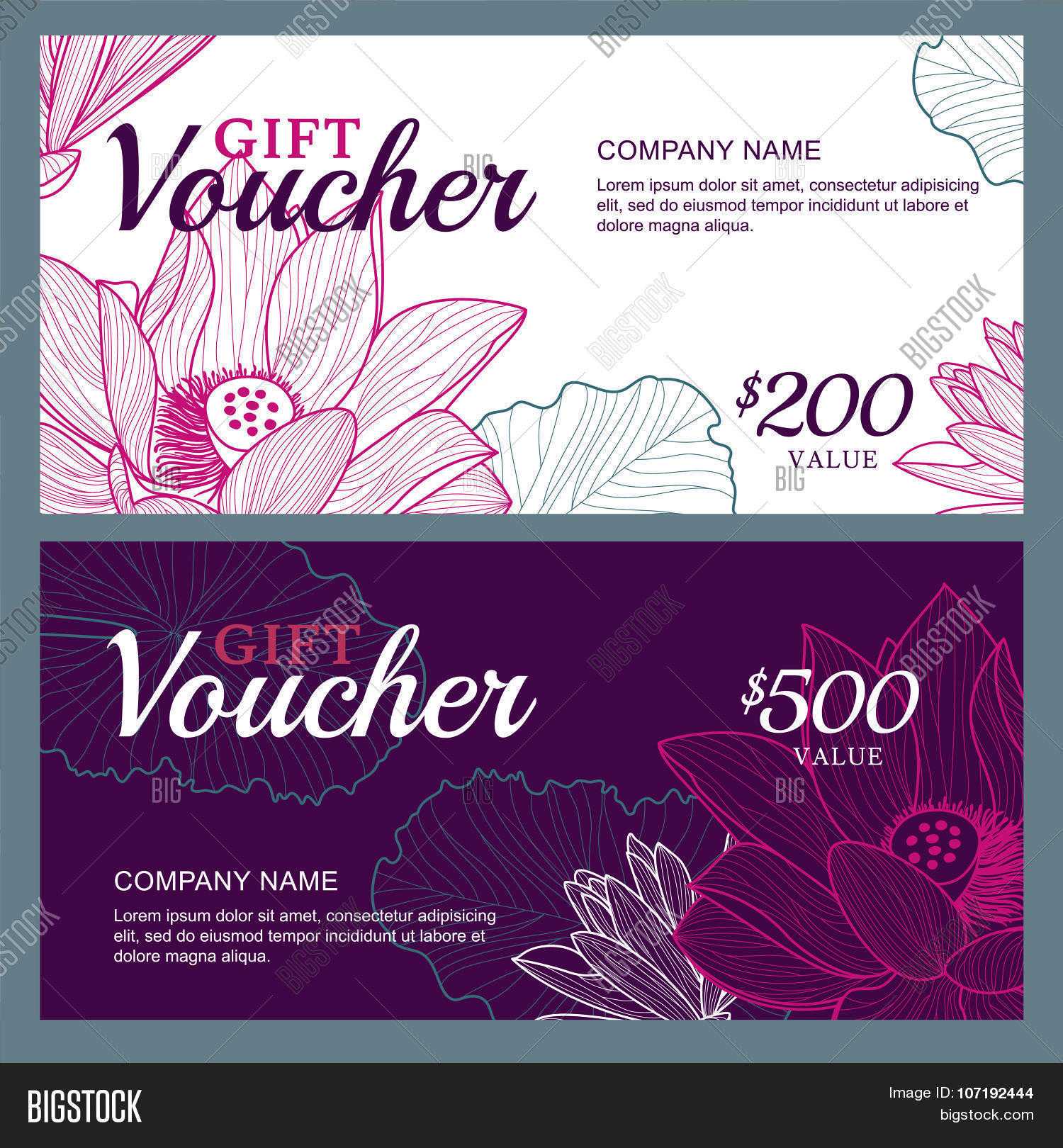 Vector Gift Voucher Vector & Photo (Free Trial) | Bigstock In Salon Gift Certificate Template