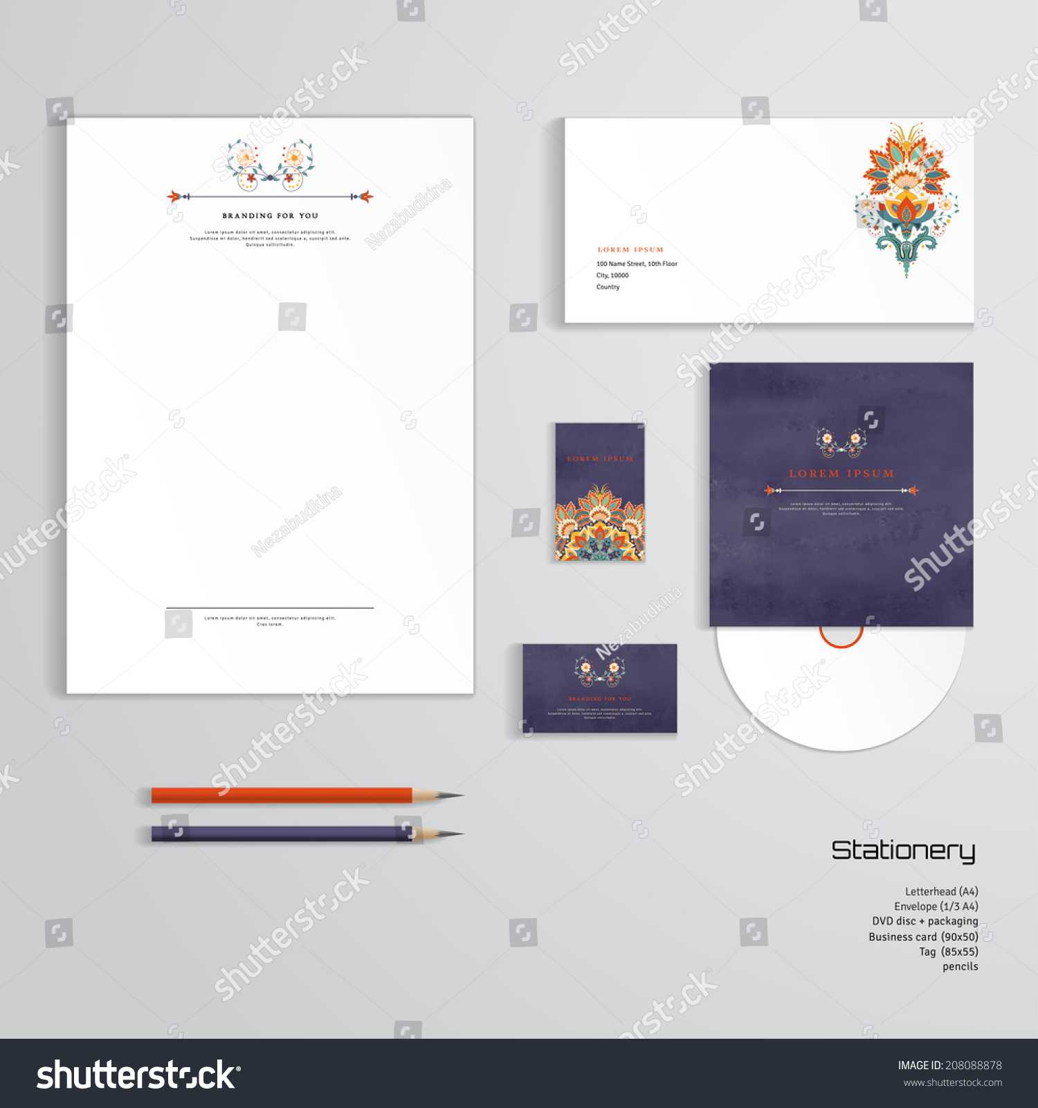 Vector Identity Templates Letterhead Envelope Business Stock Pertaining To Business Card Letterhead Envelope Template