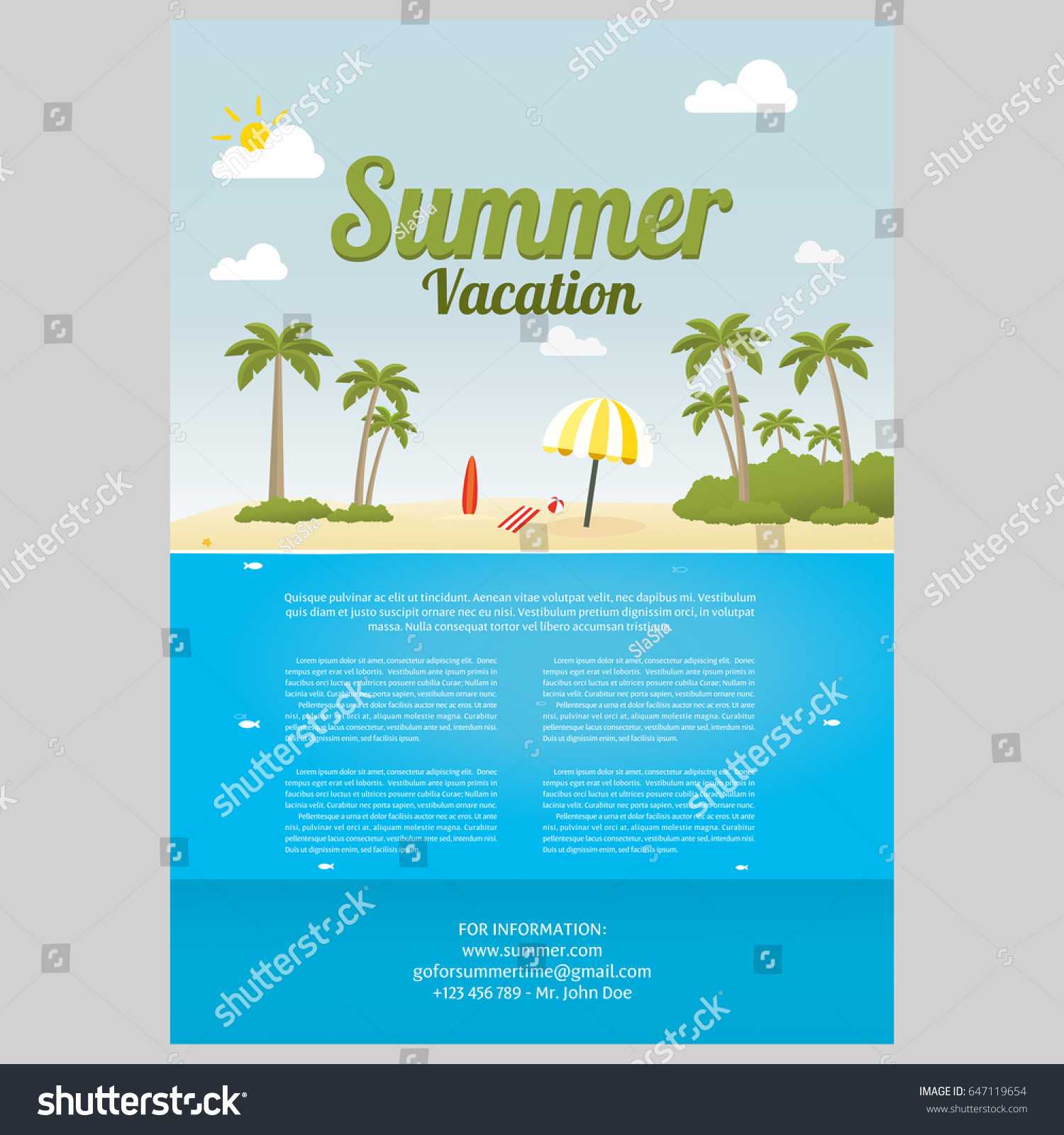 Vector Illustration Sea Island Beach Background Stock Vector With Regard To Island Brochure Template