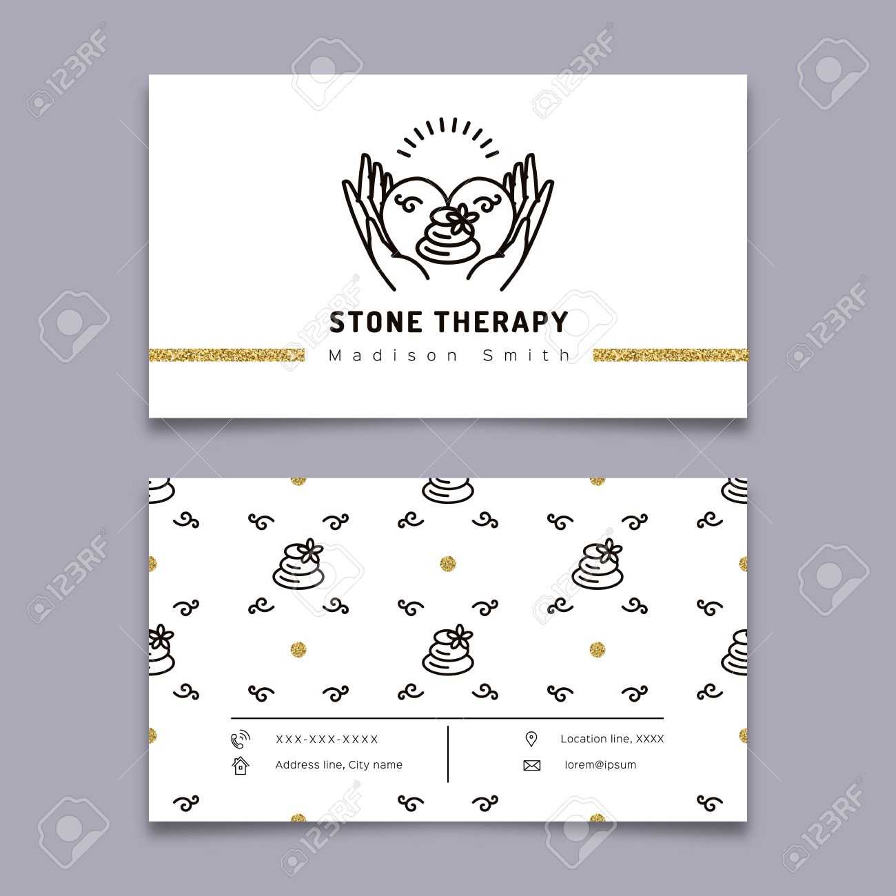 Vector Stone Therapy Business Card Template. Stone Massage, Beauty.. For Massage Therapy Business Card Templates