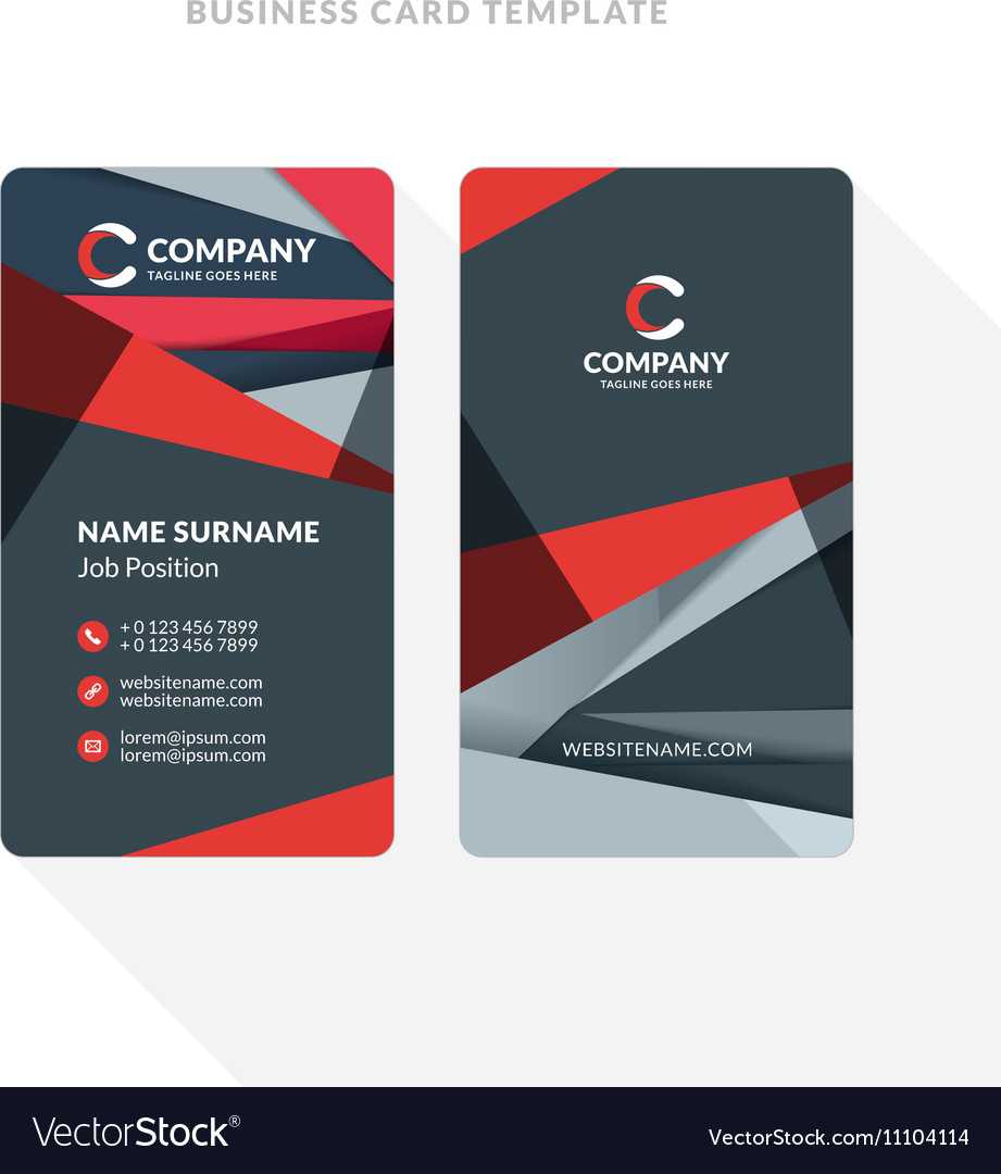 Vertical Double Sided Business Card Template With Intended For Double Sided Business Card Template Illustrator