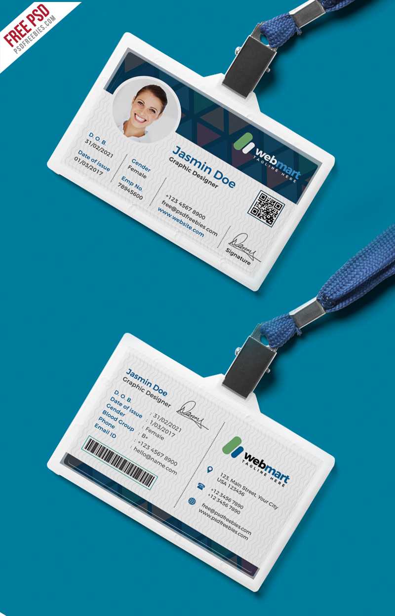 Vertical Id Card Template Psd File Free Download Intended For College Id Card Template Psd