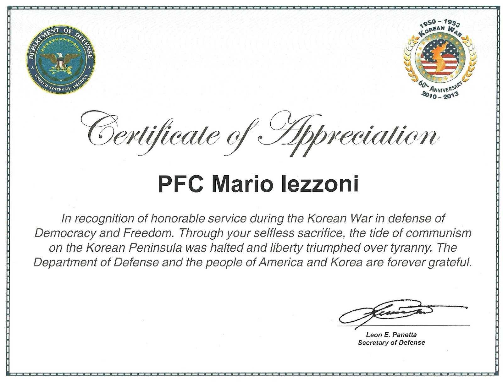 Veteran Certificate Of Appreciation Printable Related For Army Certificate Of Appreciation Template