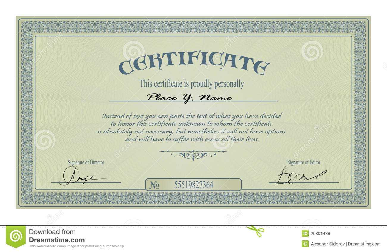 Vintage Frame Or Certificate Template Stock Vector With Free Stock Certificate Template Download