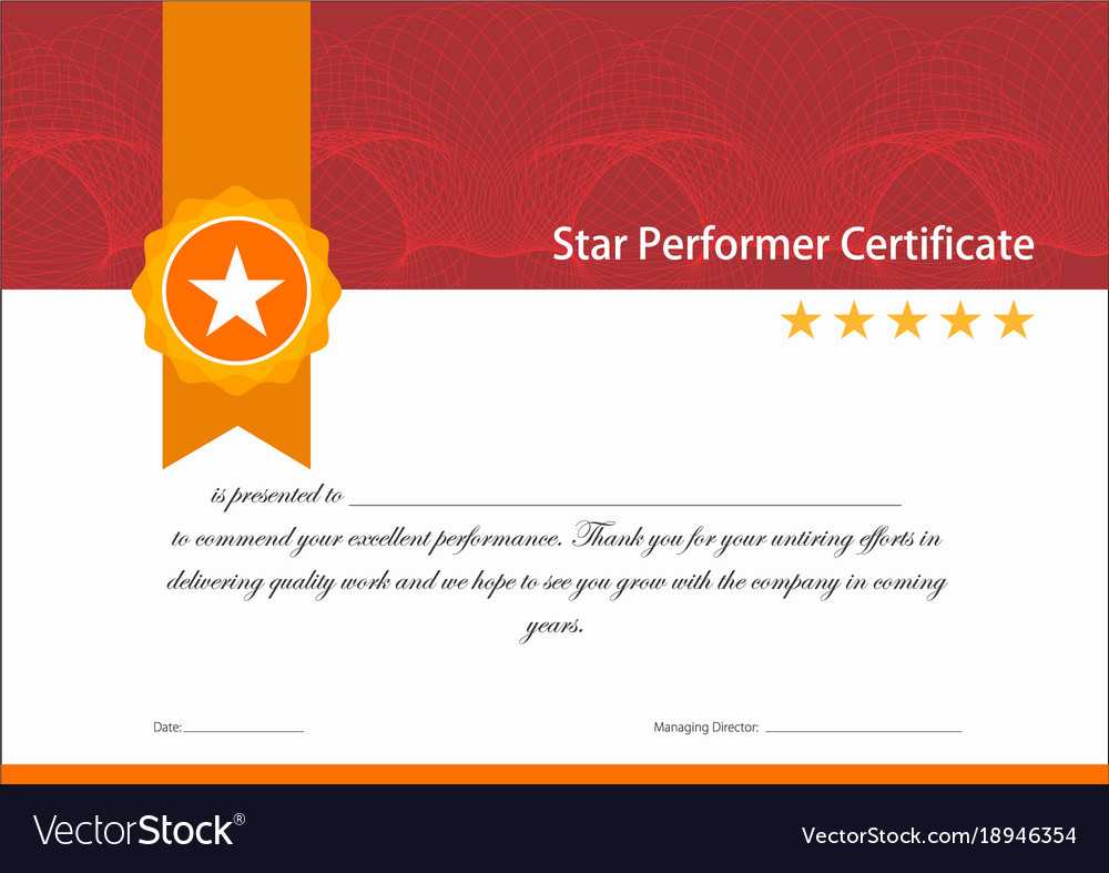 Vintage Red And Gold Star Performer Certificate In Star Performer Certificate Templates