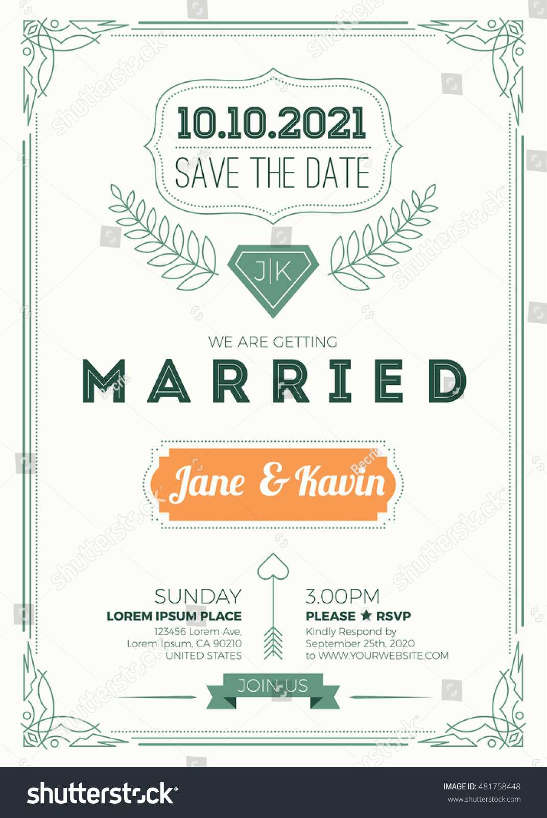 Vintage Wedding Invitation Card A5 Size Stock Image Inside Wedding Card Size Template