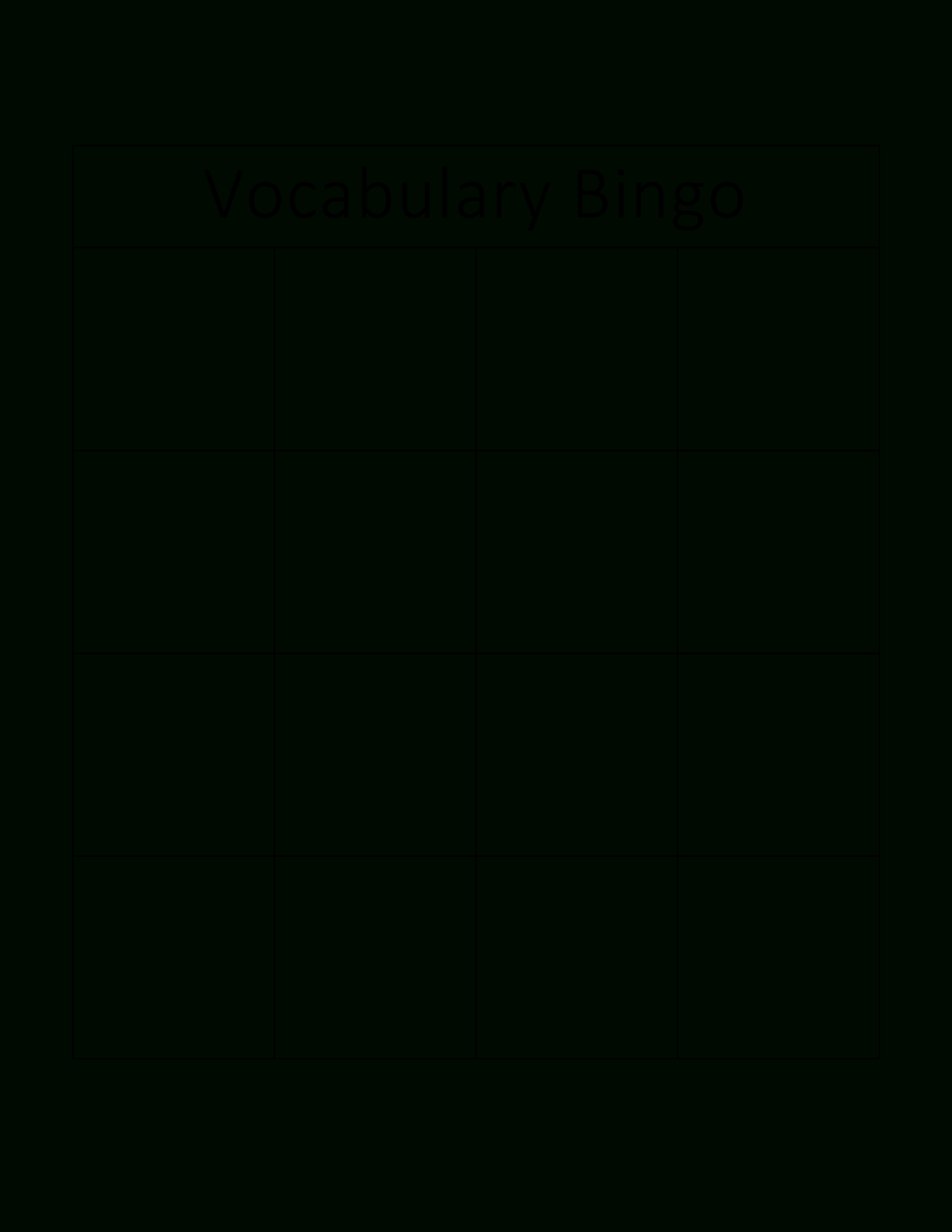 Vocabulary Bingo Card | Templates At Allbusinesstemplates Throughout Bingo Card Template Word