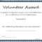 Volunteer Award Certificate Template – Sample Templates In Volunteer Of The Year Certificate Template