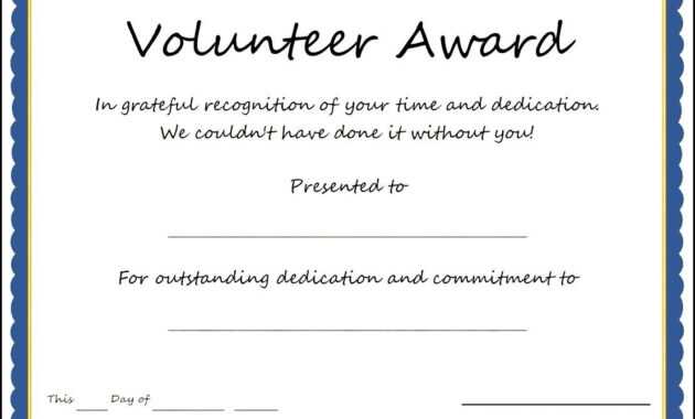 Volunteer Award Certificate Template - Sample Templates in Volunteer Of The Year Certificate Template