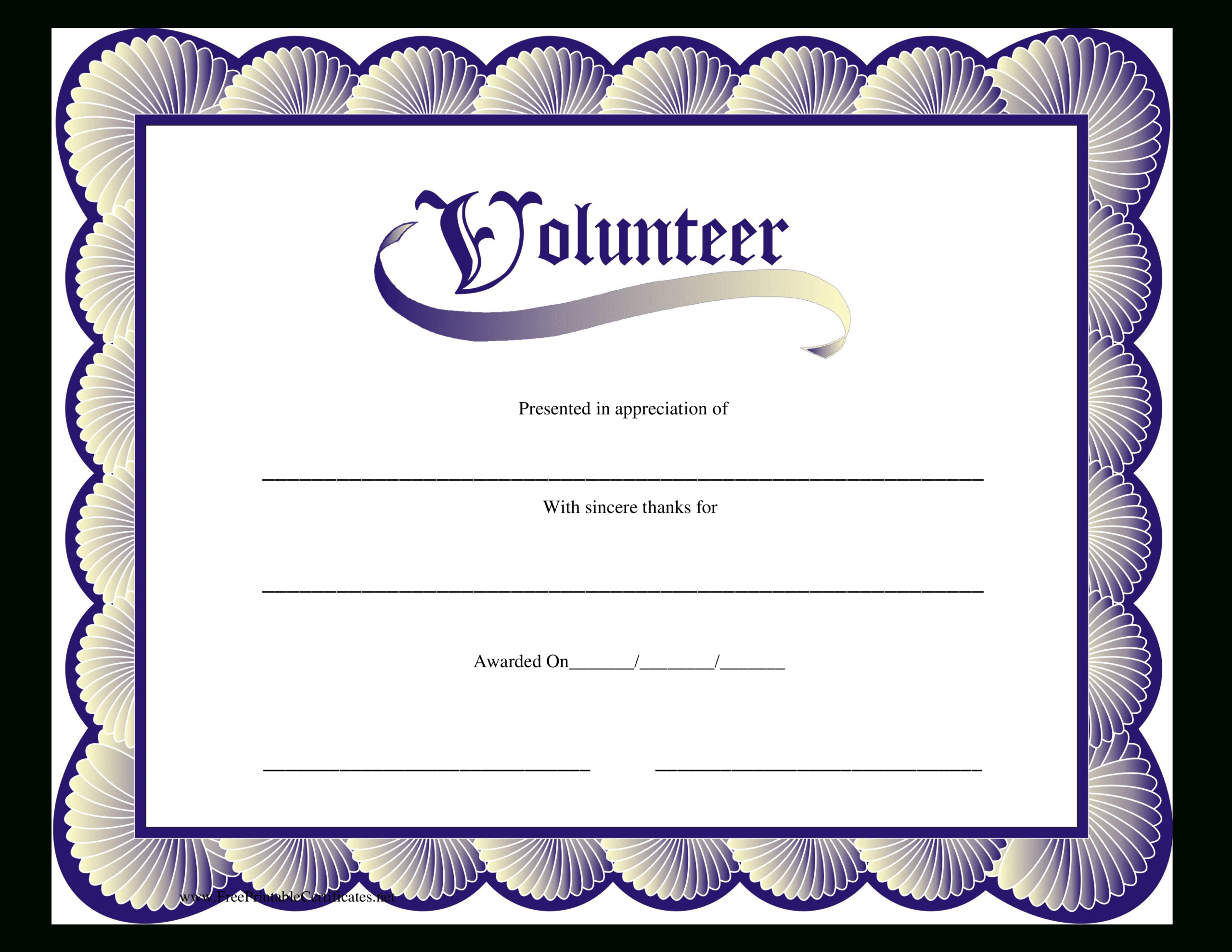 Volunteer Certificate | Templates At Allbusinesstemplates For Volunteer Of The Year Certificate Template