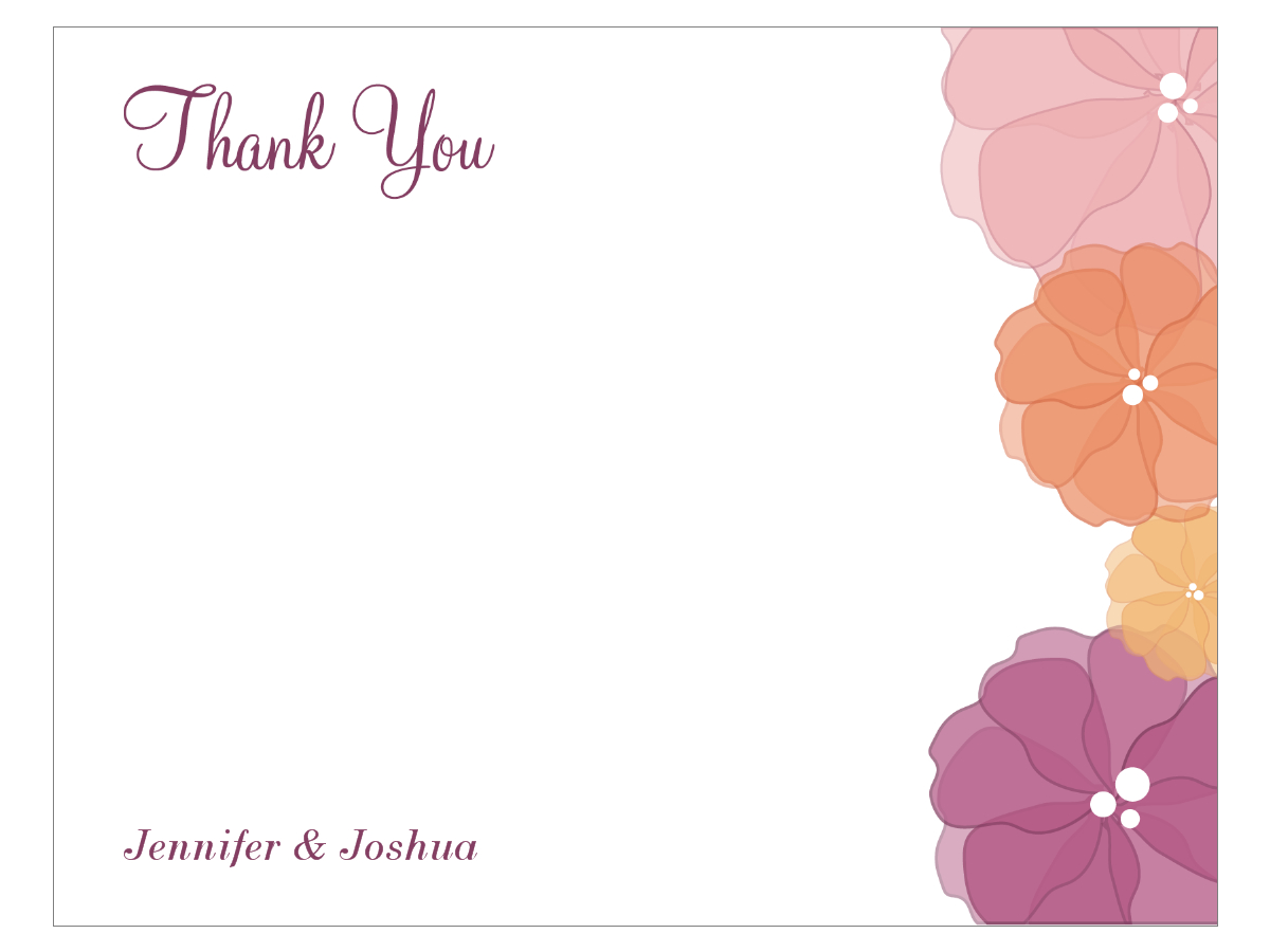 Watercolor Flower Thank You Card Regarding Thank You Note Cards Template