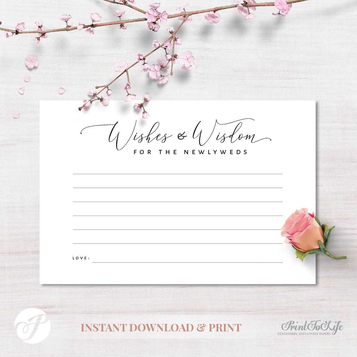 Wedding Advice Card, Wishes & Wisdom For The Newlyweds, #lettering  Collection In Marriage Advice Cards Templates