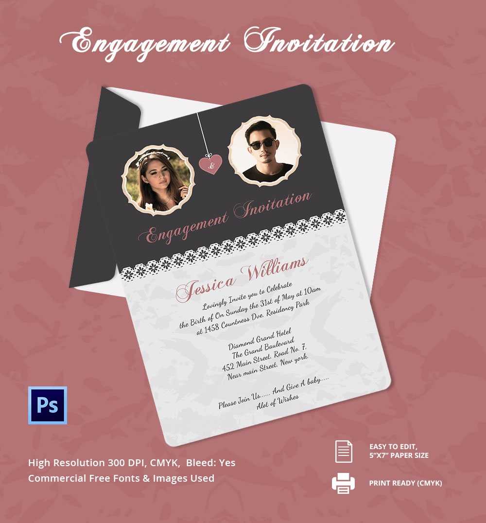 Wedding Ceremony Invitation Card Format | Balcon With Engagement Invitation Card Template