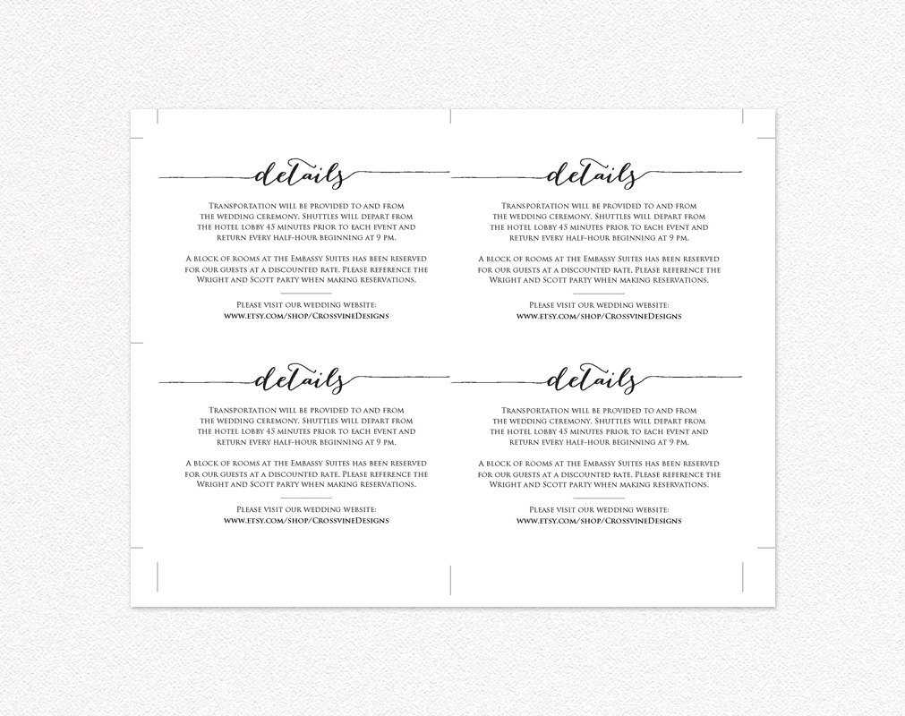 Wedding Information Cards Template – Colona.rsd7 With Wedding Hotel Information Card Template