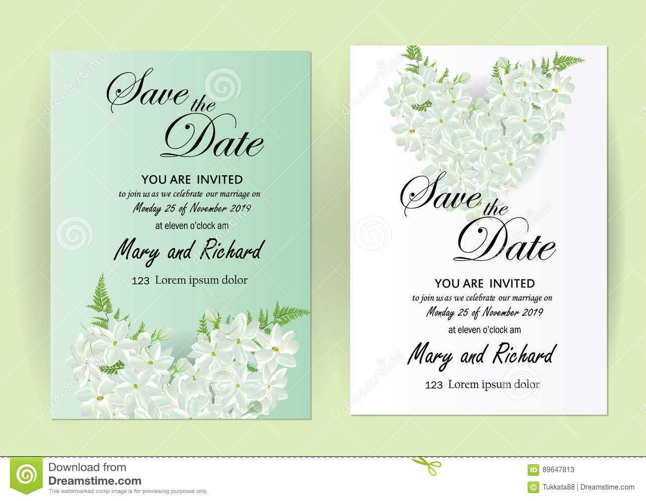 Wedding Invitation Card Flowers,jasmine Stock Vector With Regard To Wedding Card Size Template