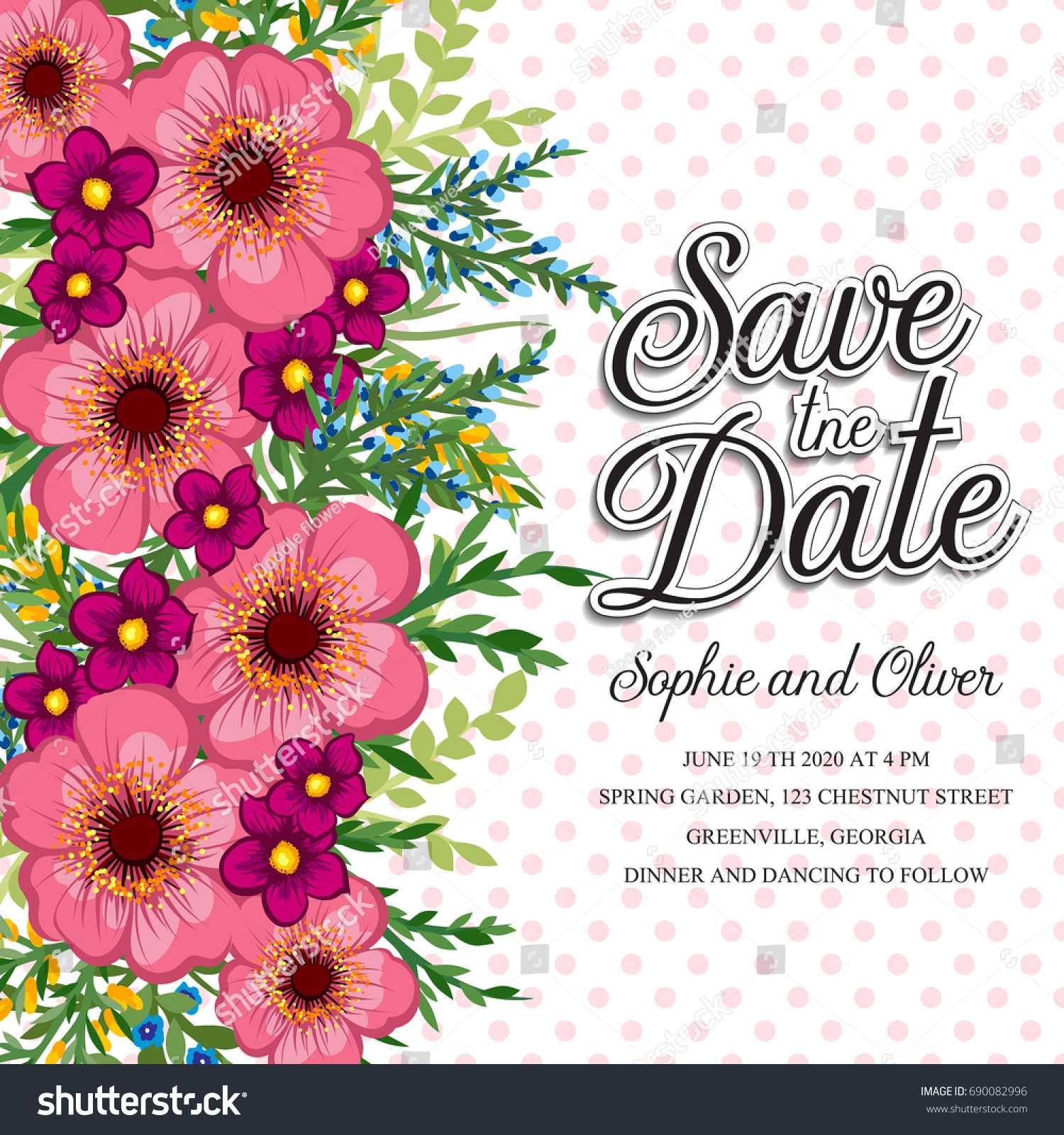 Wedding Invitation Card Suite Flowers Templates Vector Stock Within Frequent Diner Card Template