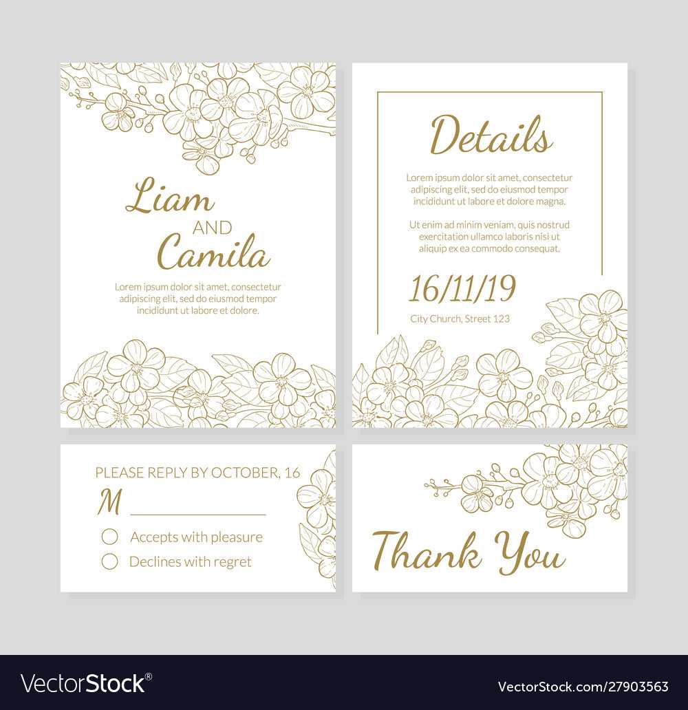 Wedding Invitation Template Set Thank You Card In Template For Wedding Thank You Cards