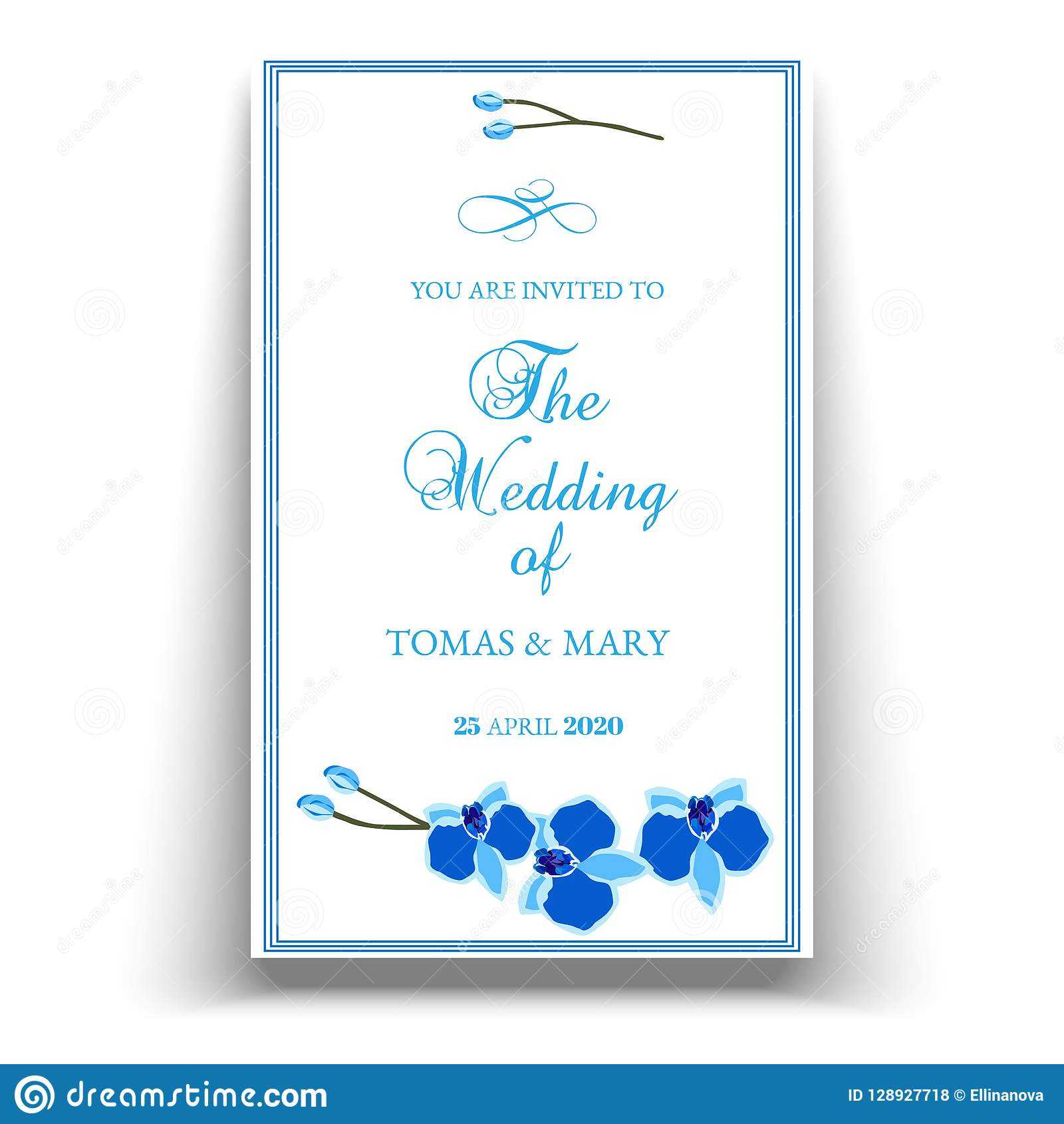 Wedding Marriage Event Invitation Template With Blue Orchid With Engagement Invitation Card Template