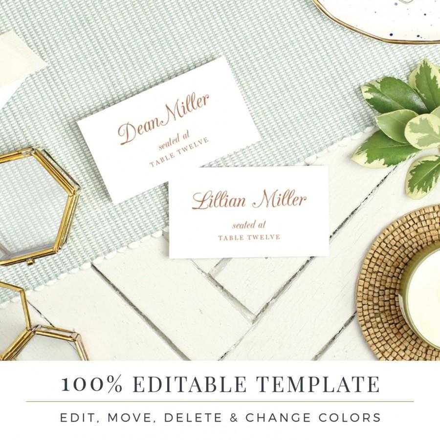Wedding Place Card Template, Printable Escort Cards, Pretty Within Printable Escort Cards Template