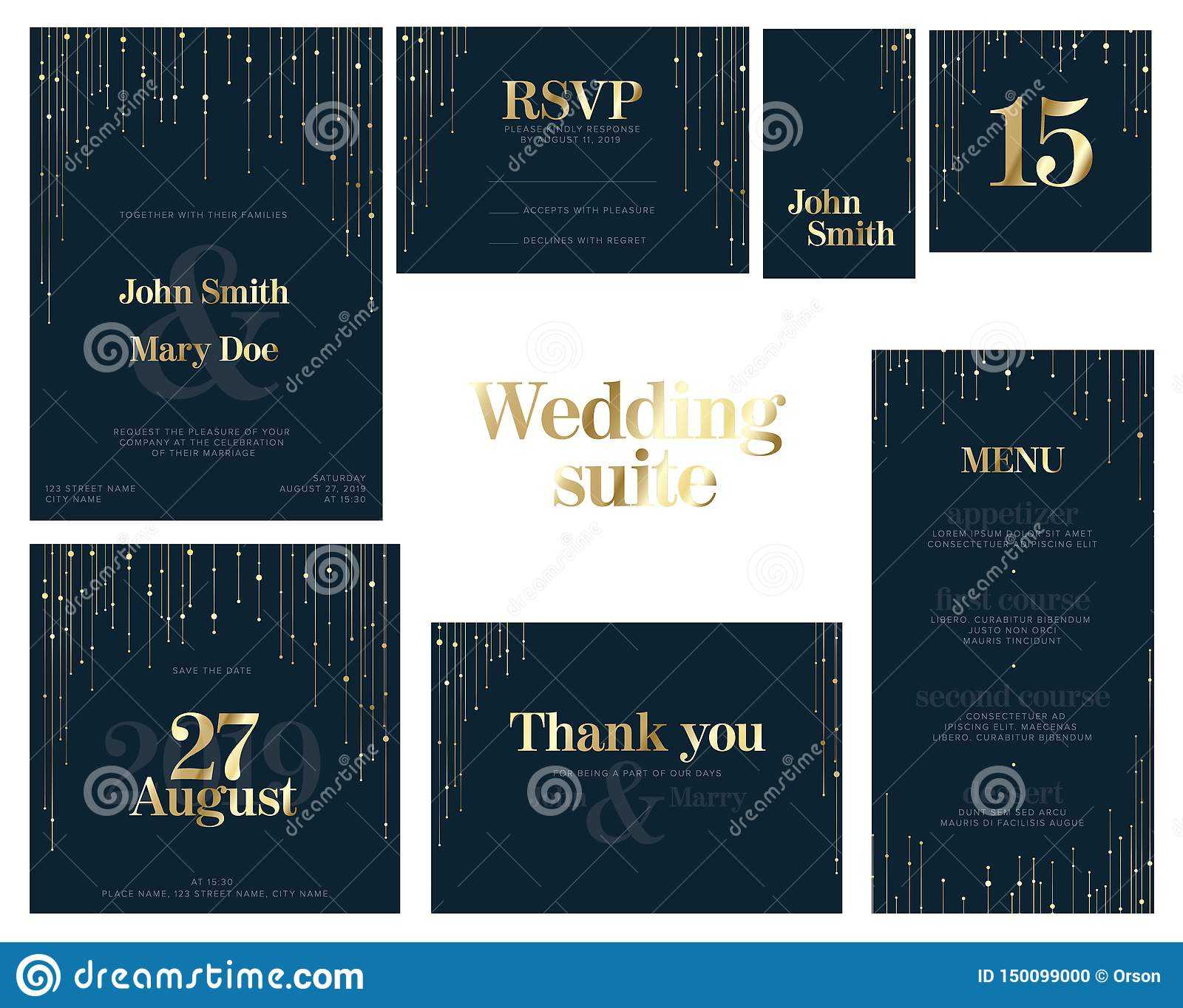 Wedding Suite Collection Card Templates Stock Vector In Celebrate It Templates Place Cards