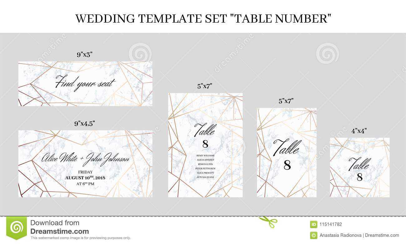 Wedding Template Set Table Number Cards Stock Vector With Table Number Cards Template