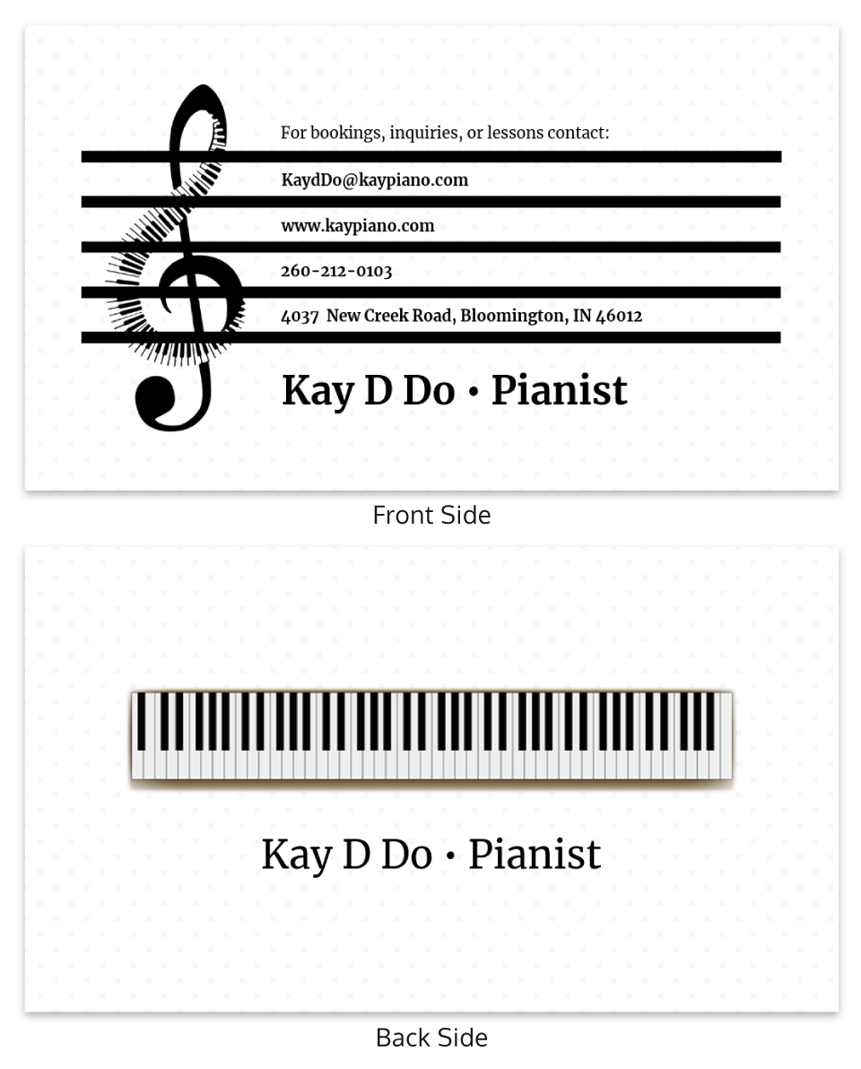 White Pianist Music Business Card Template Regarding Dog Grooming Record Card Template