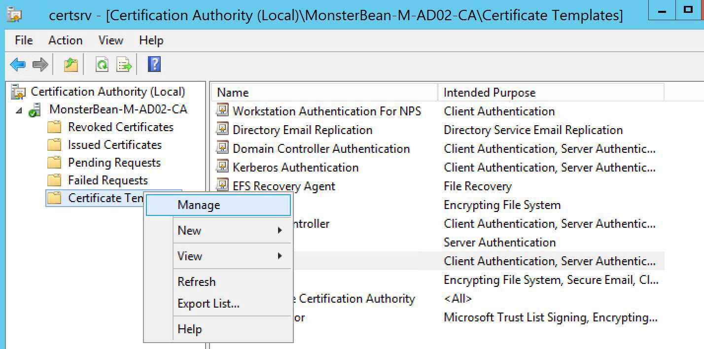 Windows 2012 R2 Nps With Eap Tls Authentication For Os X Inside Workstation Authentication Certificate Template