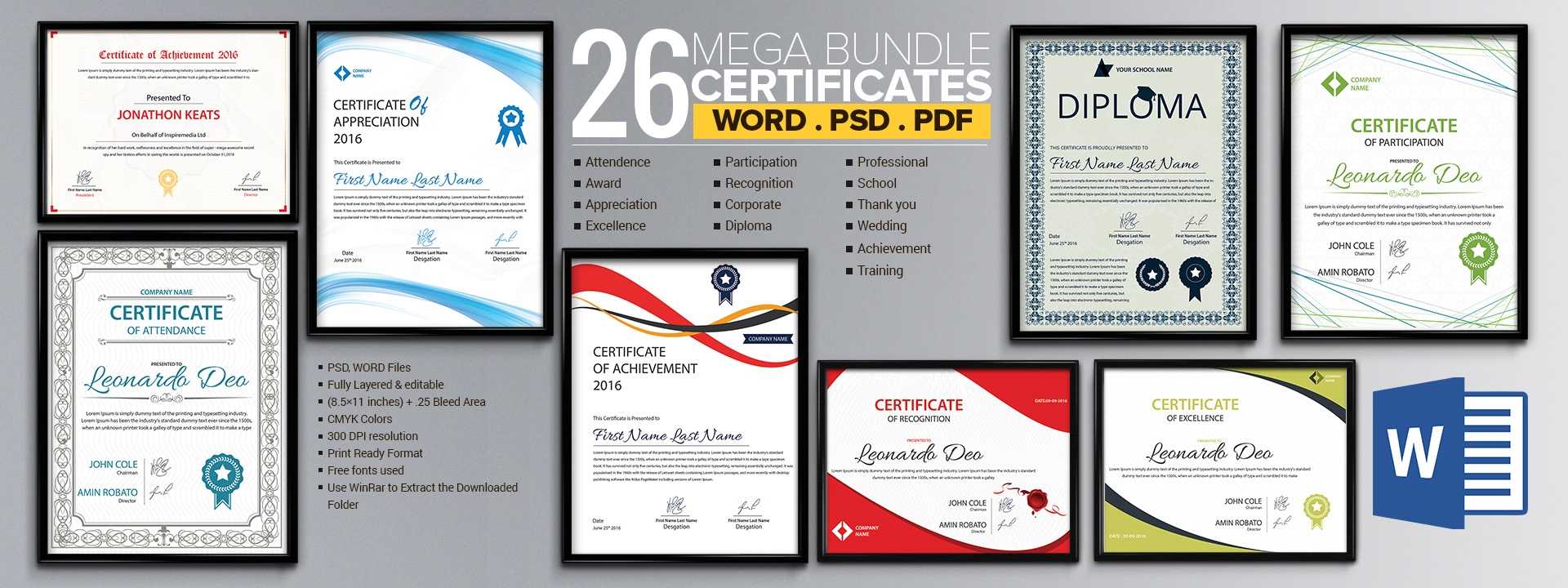 Word Certificate Template – 53+ Free Download Samples In Sample Certificate Of Participation Template
