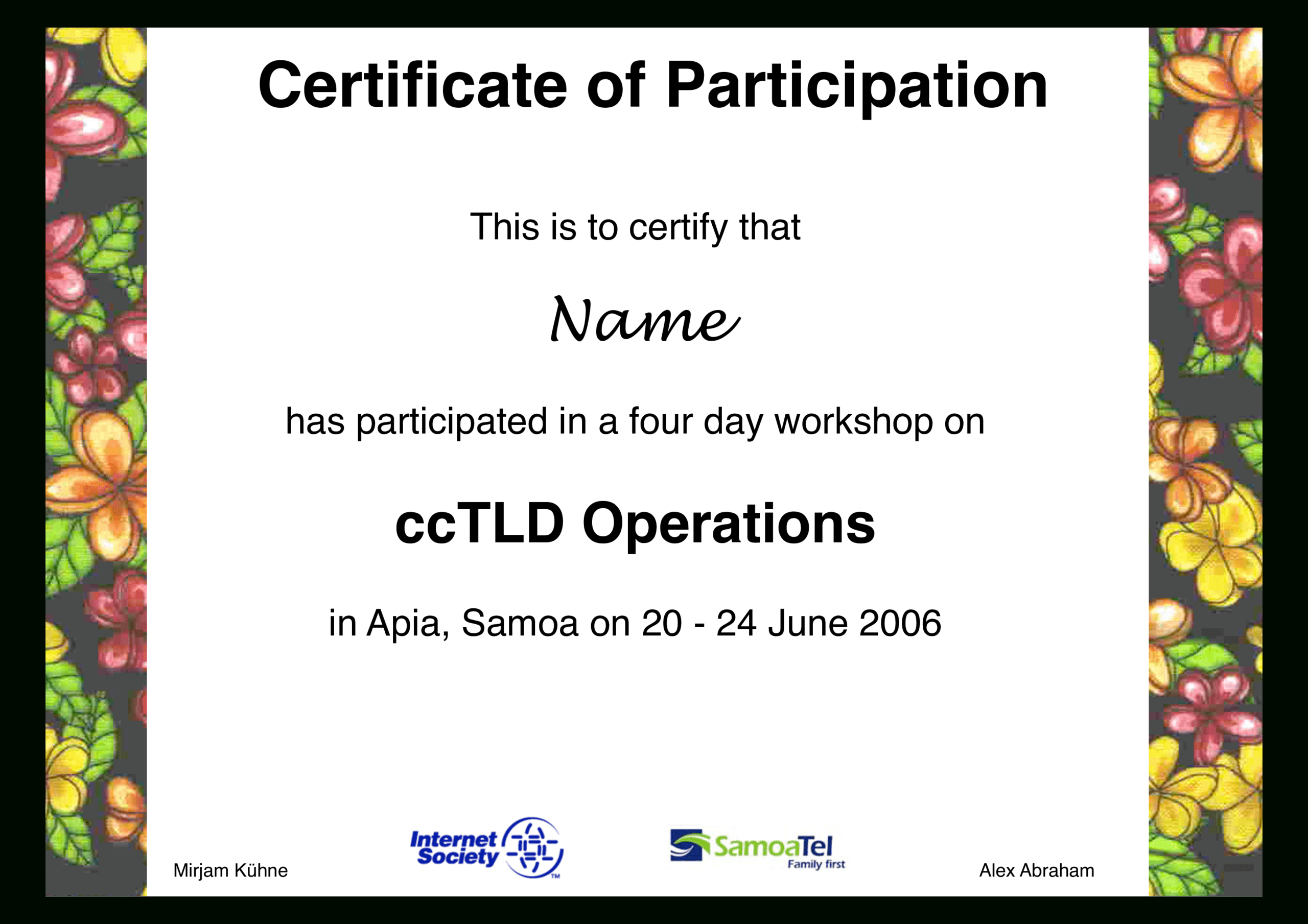 Workshop Participation Certificate | Templates At Within Certificate Of Participation In Workshop Template
