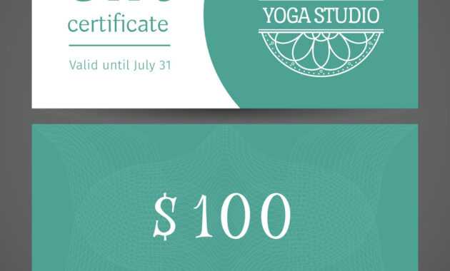 Yoga Studio Gift Certificate Template with Yoga Gift Certificate Template Free