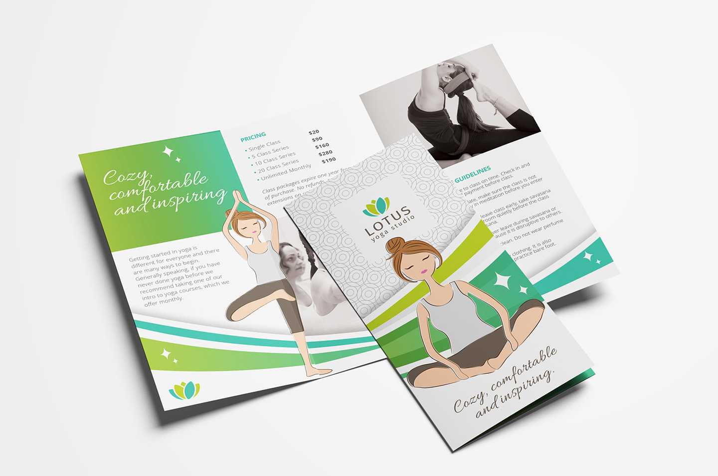 Yoga Studio Tri Fold Brochure Template In Psd, Ai & Vector Within 3 Fold Brochure Template Psd