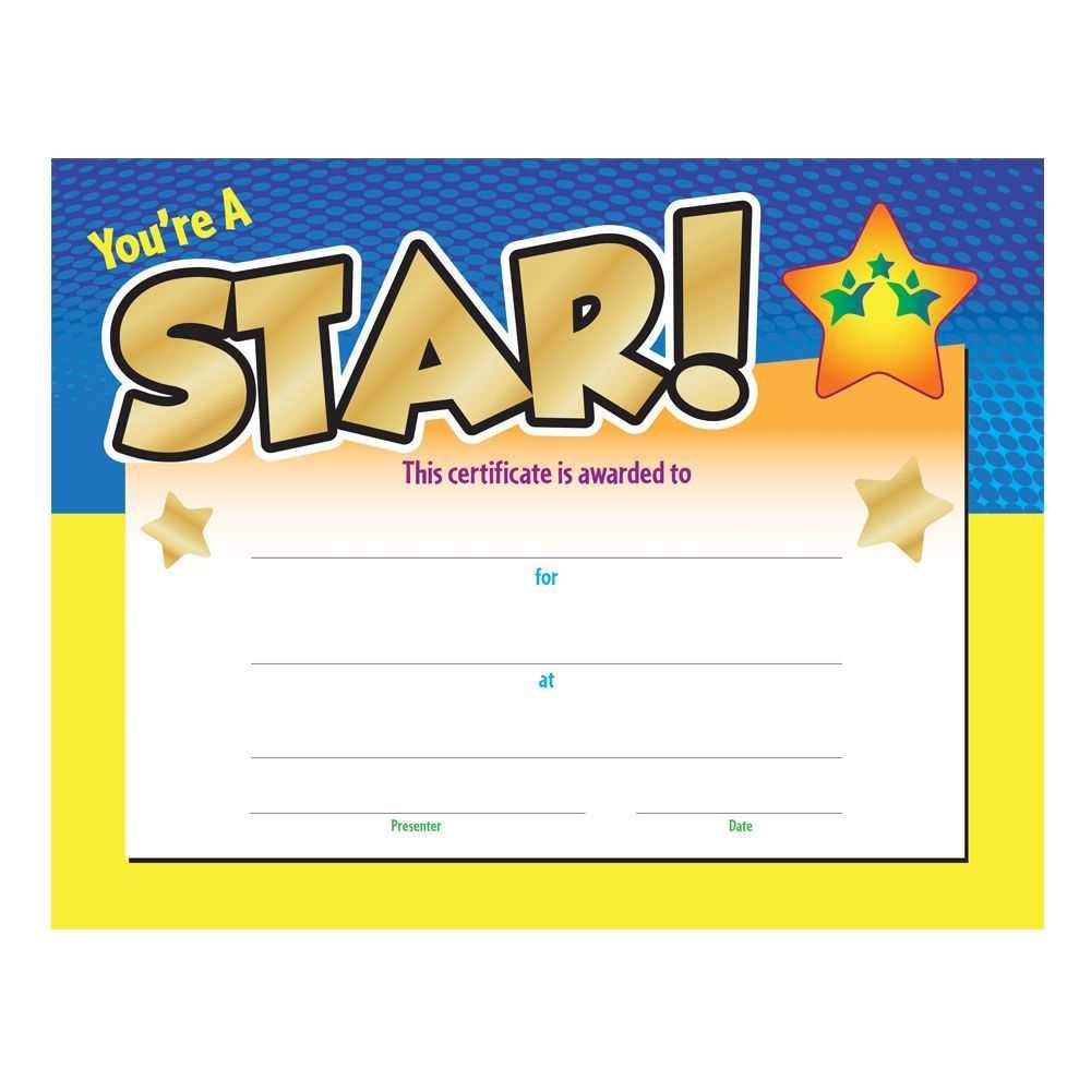 You're A Star! Gold Foil Stamped Certificate With Star Award Certificate Template