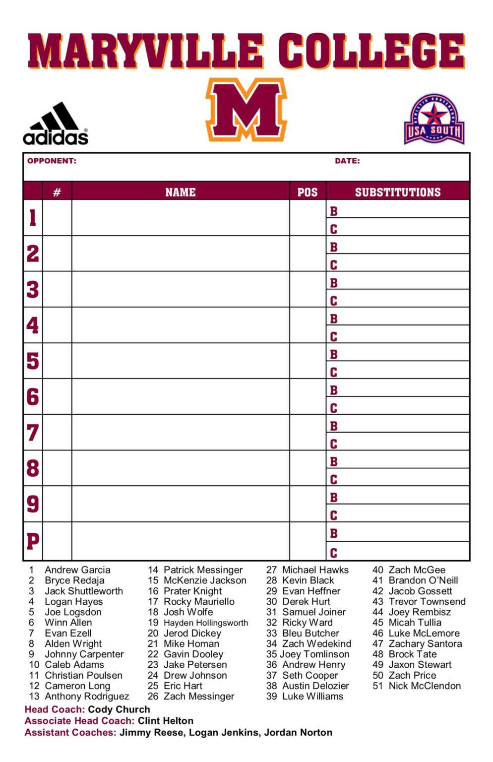 Free Printable Dugout Lineup Cards