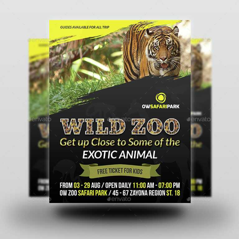 Zoological Park Brochure Template Layout. Zoo Animals. Flyer within Zoo